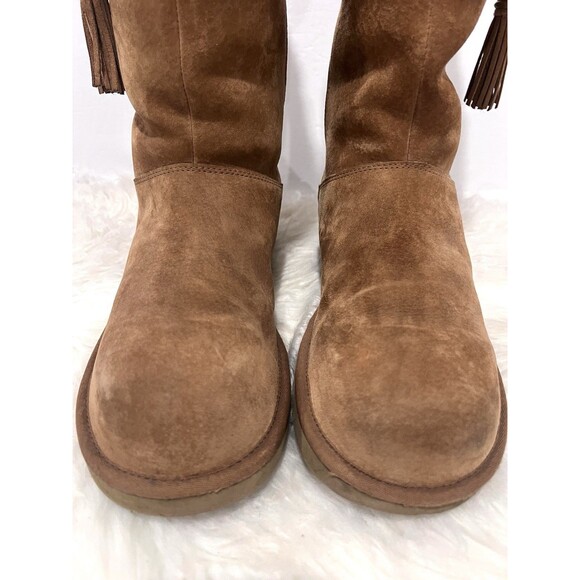 UGG Australia Plumdale Winter Boots Womens Sz 10 EUR 41 Brown Leather Sheepskin - Picture 4 of 12